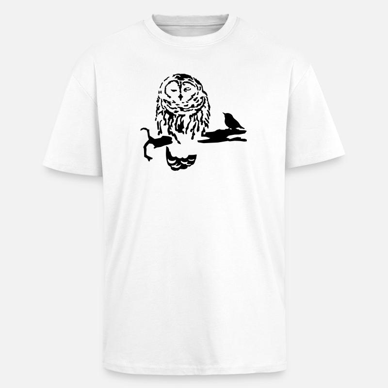 Eule - Oversized Heavyweight Unisex T-Shirt - Weiß