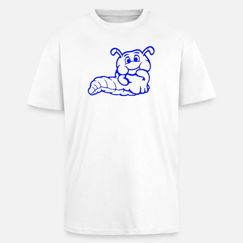 Chenille Ver Timide Amicale Curieux - T-shirt unisexe oversize épais - blanc