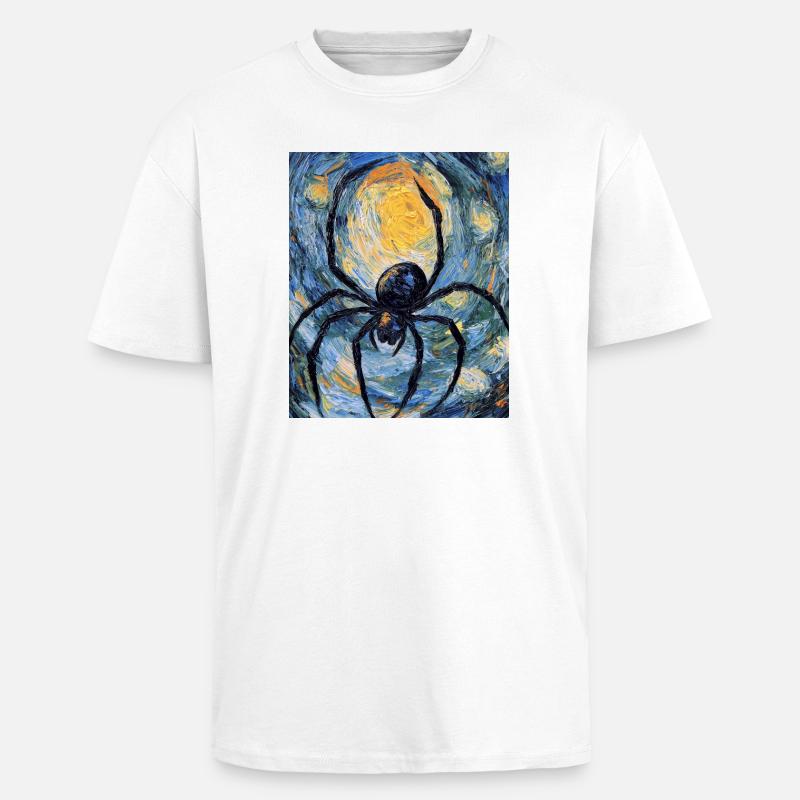 araignées araignées Halloween style Van Gogh - T-shirt unisexe oversize épais - blanc