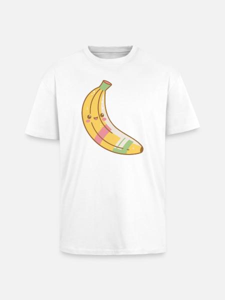 Kawaii Banana Pastel Smile - Unisex Oversized Heavyweight T-shirt - white
