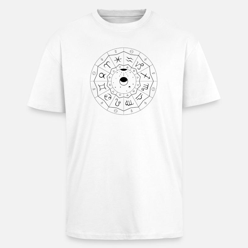 Zodiac Mandala - Elements and Modalities (black) - Unisex Oversized Heavyweight T-shirt - white