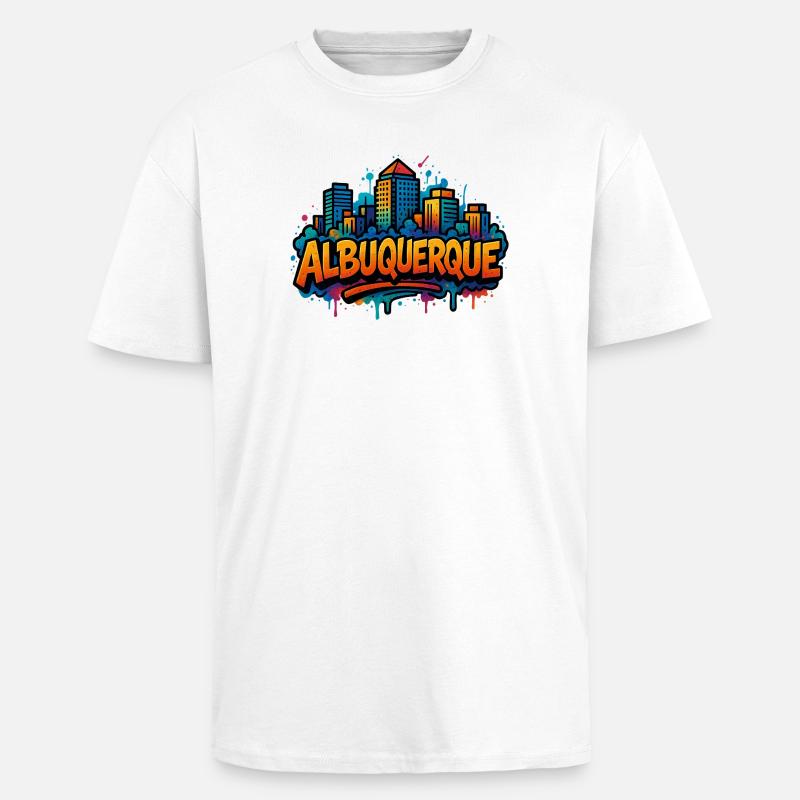 Silhouette de graffiti d’Albuquerque - T-shirt unisexe oversize épais - blanc