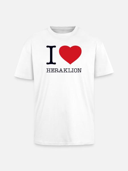 I love Heraklion Crete - Unisex Oversized Heavyweight T-shirt - white