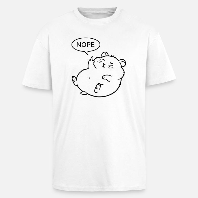Nope Hamster | Lustiges Mittelfinger Statement - Oversized Heavyweight Unisex T-Shirt - Weiß