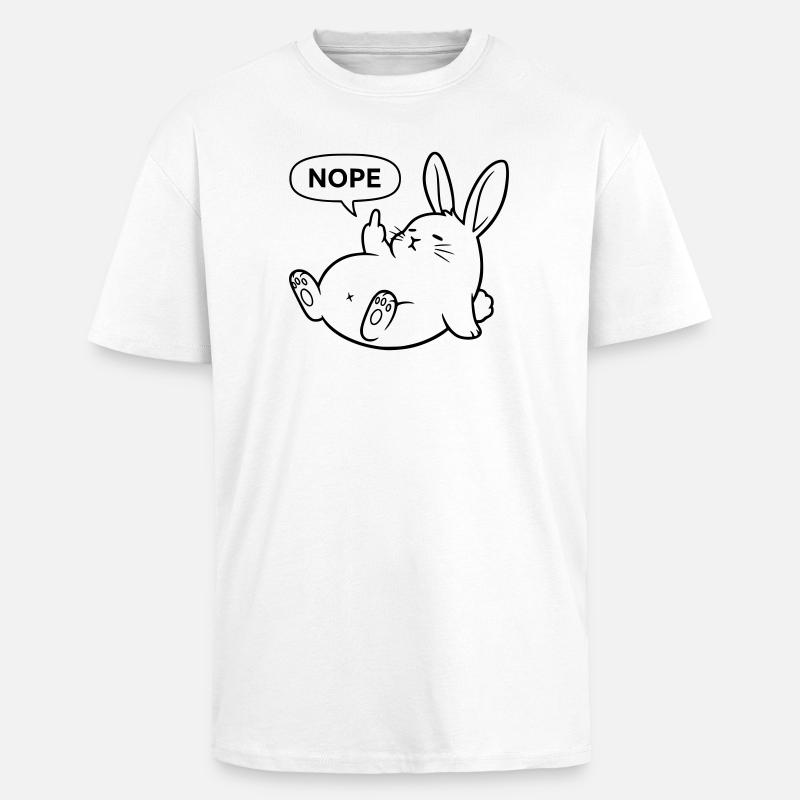 Non, Lapin | Déclaration de lapin coquin - T-shirt unisexe oversize épais - blanc