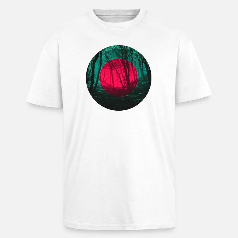 Éclipse de forêt - T-shirt unisexe oversize épais - blanc