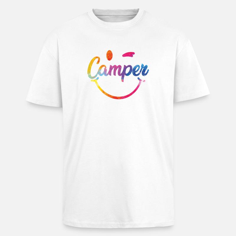Bunter Camper Smiley Logo - Oversized Heavyweight Unisex T-Shirt - Weiß