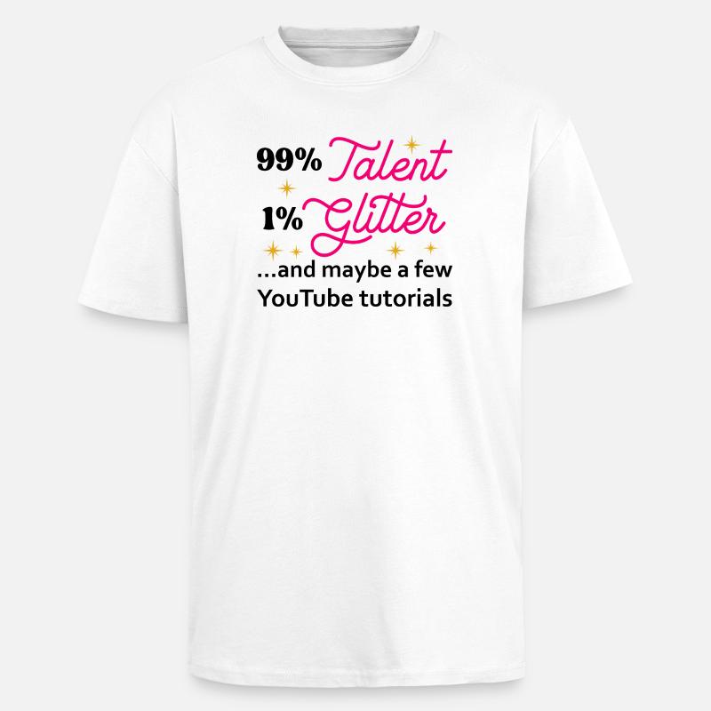 Talent Glitter Étoiles Script - T-shirt unisexe oversize épais - blanc