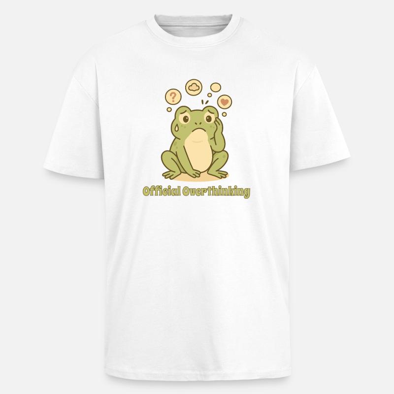 Grenouille réfléchie – Conception trop réfléchie - T-shirt unisexe oversize épais - blanc