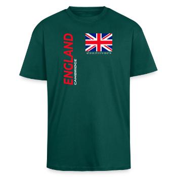 Cambridge - Oversized Heavyweight Unisex T-Shirt - hunter Green - Vorne - Alina (178cm) & Michal (187cm)