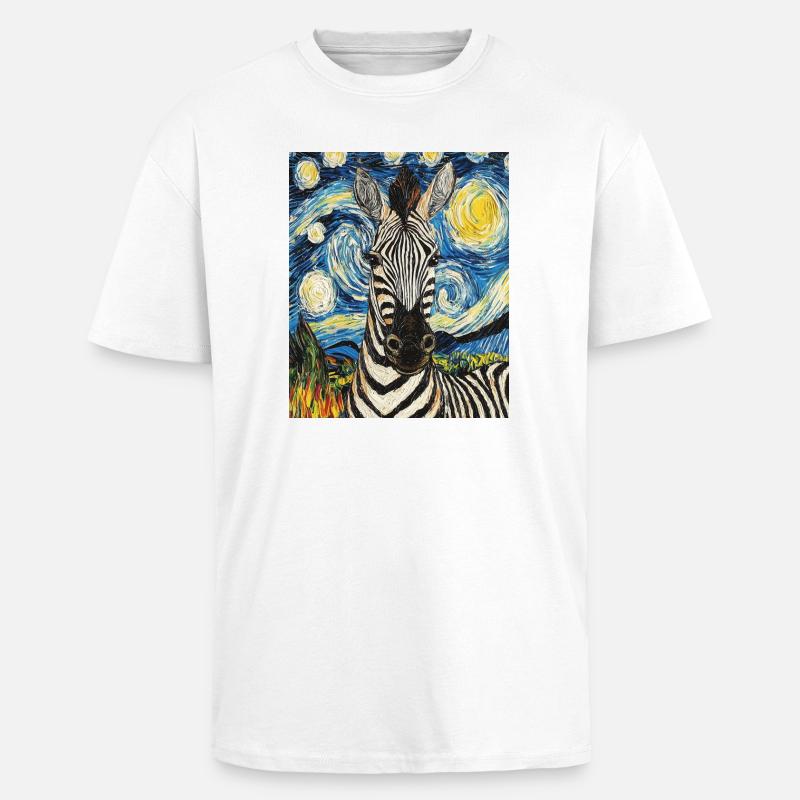 Zebra Van Gogh Style Starry Night - Oversized Heavyweight Unisex T-Shirt - Weiß