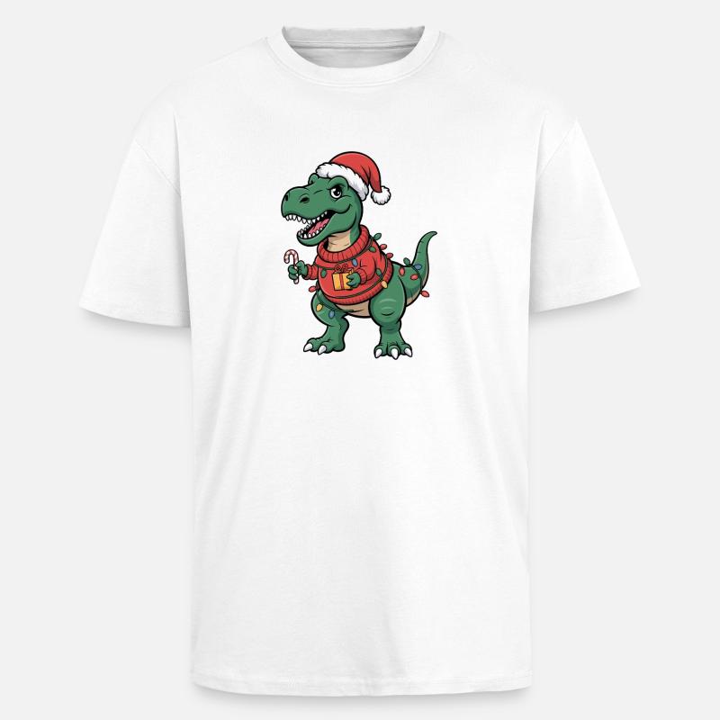 T-Rex de Noël en pull - T-shirt unisexe oversize épais - blanc
