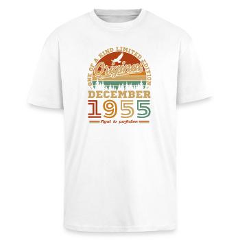 Dezember 1955 Vintage Retro Geburtstagsgeschenk - Oversized Heavyweight Unisex T-Shirt - Weiß - Vorne - Alina (178cm) & Michal (187cm)