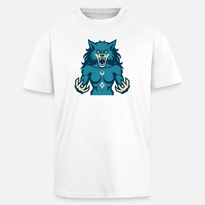 Conception de puissance Moonwolf - T-shirt unisexe oversize épais - blanc