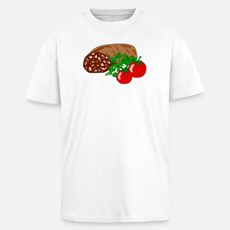 Blutwurst mit Tomate - Oversized Heavyweight Unisex T-Shirt - Weiß