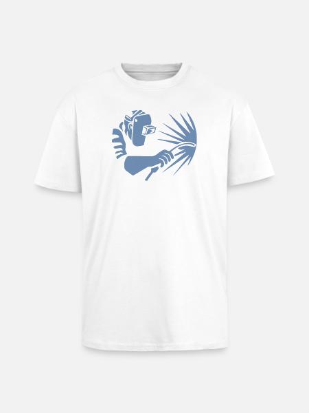 Minimalist Welder Silhouette Industrial - Unisex Oversized Heavyweight T-shirt - white