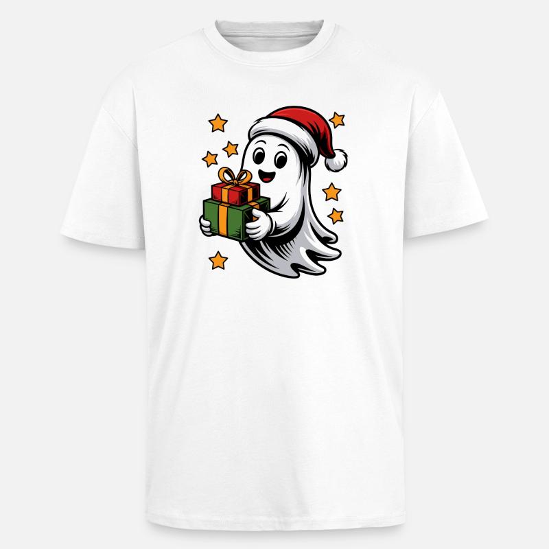 Geist mit Weihnachtsgeschenken - Oversized Heavyweight Unisex T-Shirt - Weiß