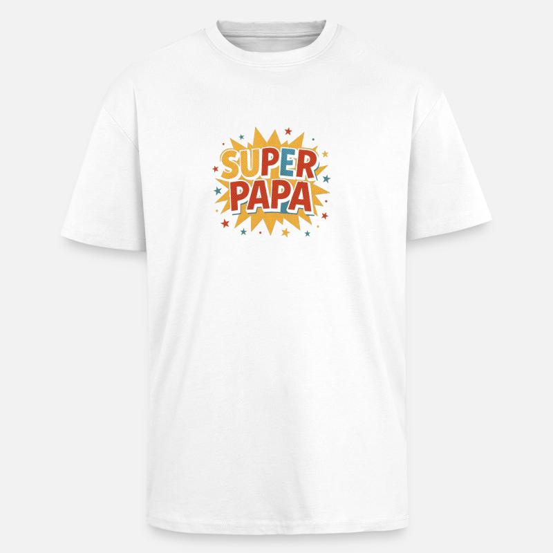 Super Papa Comic Burst Retro - Oversized Heavyweight Unisex T-Shirt - Weiß