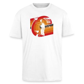Basket-ball classique à l’ancienne design rétro - T-shirt unisexe oversize épais - blanc - Devant - Alina (178cm) & Michal (187cm)