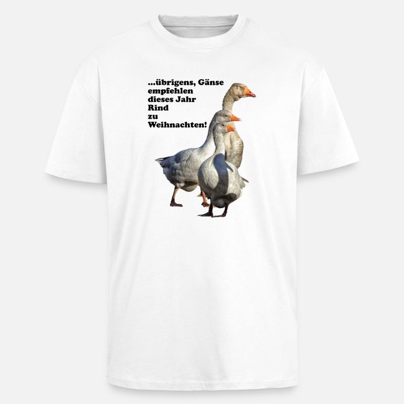 Oie de Noël Recommandation Boeuf - T-shirt unisexe oversize épais - blanc