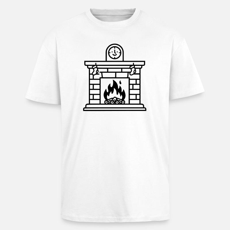 Gemütlicher Weihnachtskamin mit Feuer - Oversized Heavyweight Unisex T-Shirt - Weiß