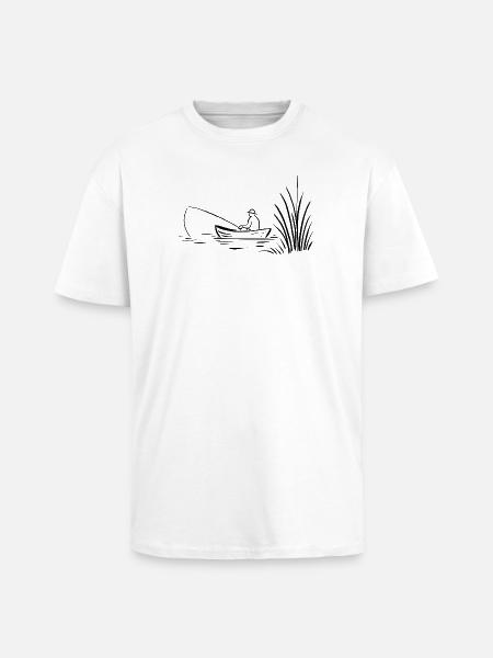 Angler im Boot am See - Oversized Heavyweight Unisex T-Shirt - Weiß