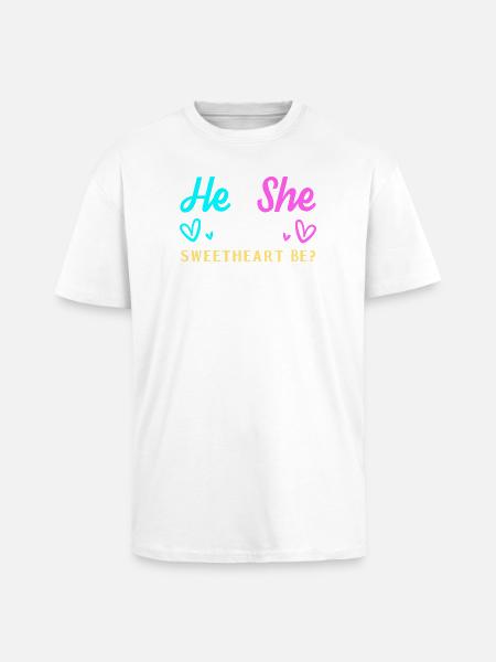 Gender Reveal Saint-Valentin Futurs parents - T-shirt unisexe oversize épais - blanc