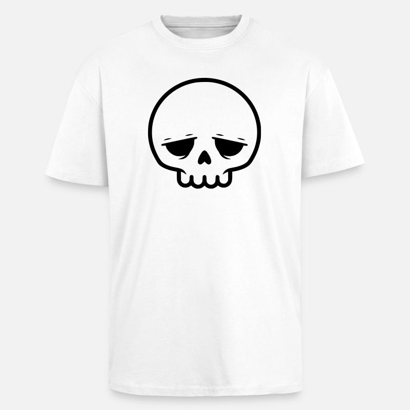 Crâne triste | Emo & Goth Design - T-shirt unisexe oversize épais - blanc