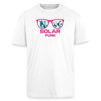 Solarpunk Vision - Oversized Heavyweight Unisex T-Shirt - Weiß - Vorne - Alina (178cm) & Michal (187cm)