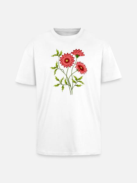Fleur - T-shirt unisexe oversize épais - blanc