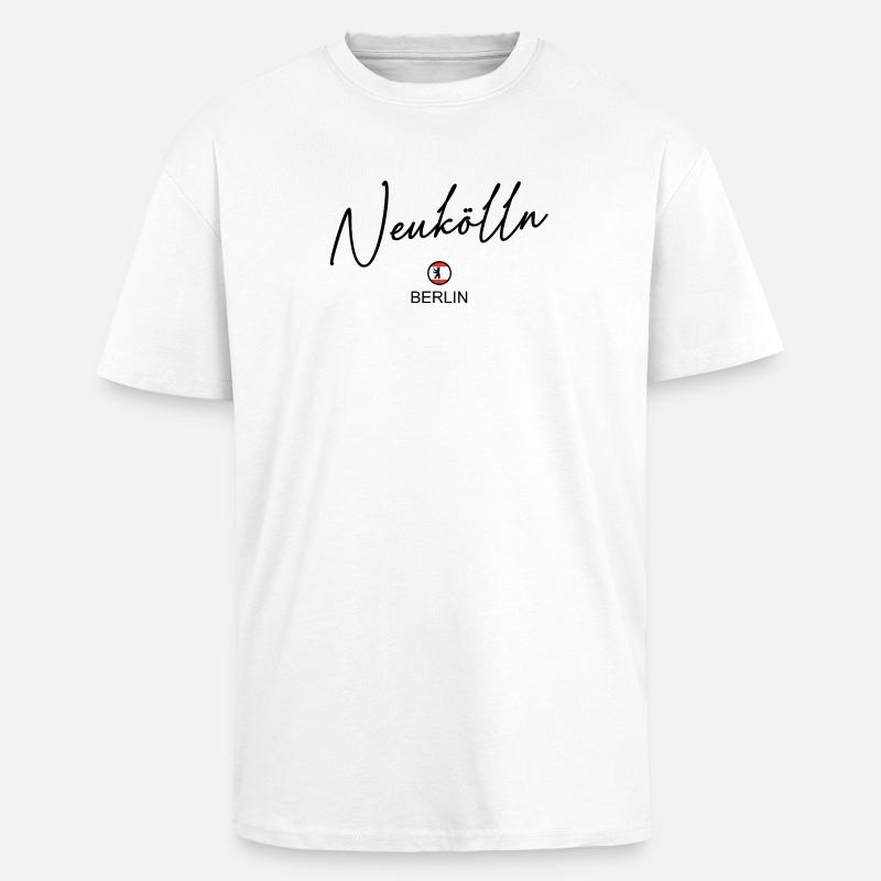 Neukölln - Berlin Flagge - Berliner Bär - Oversized Heavyweight Unisex T-Shirt - Weiß