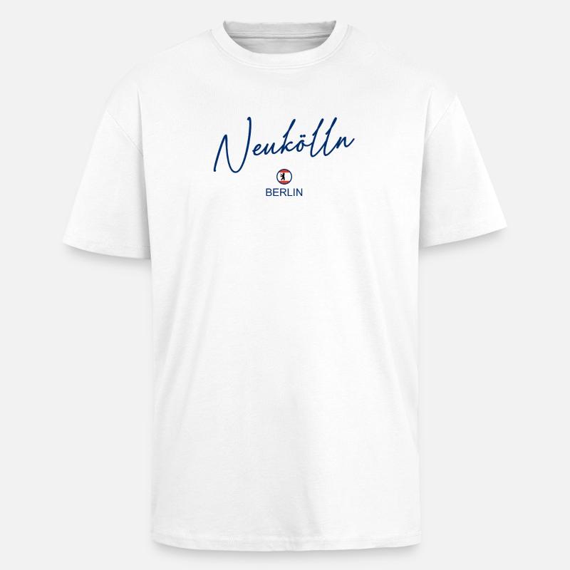 Neukölln - Berlin Flagge - Berliner Bär - Oversized Heavyweight Unisex T-Shirt - Weiß