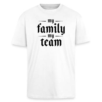 Mon équipe familiale dit - T-shirt unisexe oversize épais - blanc - Devant - Alina (178cm) & Michal (187cm)