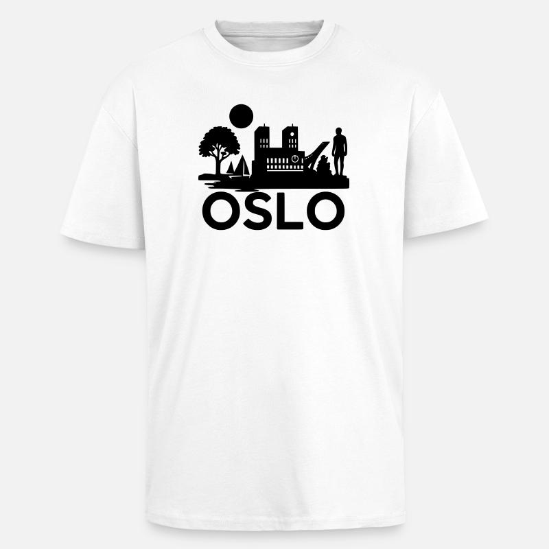 Oslo Silhouette Monuments - T-shirt unisexe oversize épais - blanc