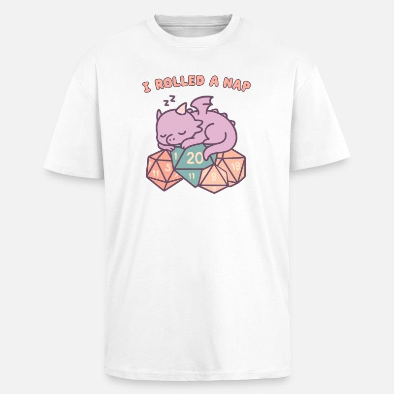 Nickerchen Rollender Drache - Oversized Heavyweight Unisex T-Shirt - Weiß