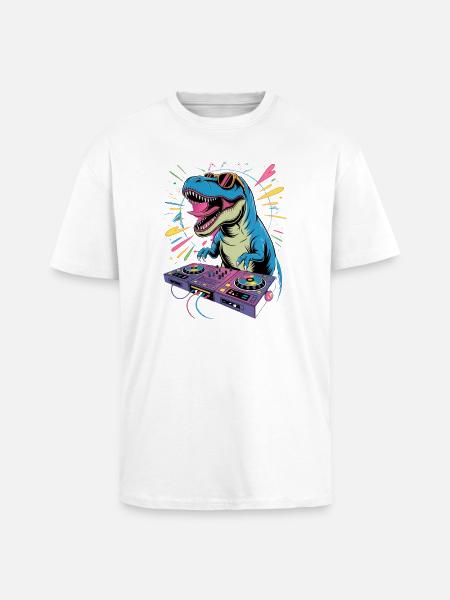 DJ Dinosaur - Unisex Oversized Heavyweight T-shirt - white