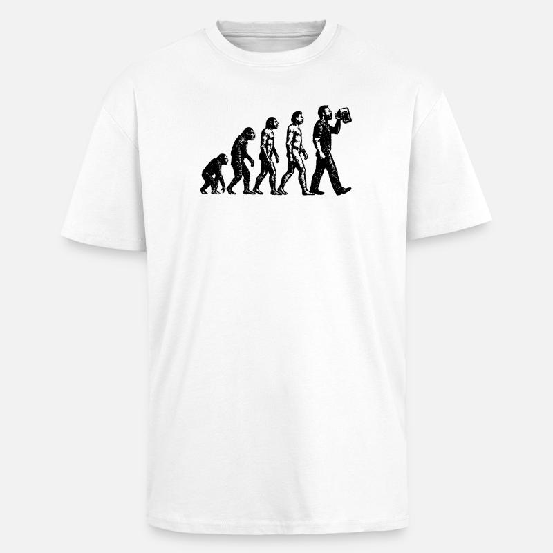 Evolution to Beer Drinker Grunge Design - Unisex Oversized Heavyweight T-shirt - white