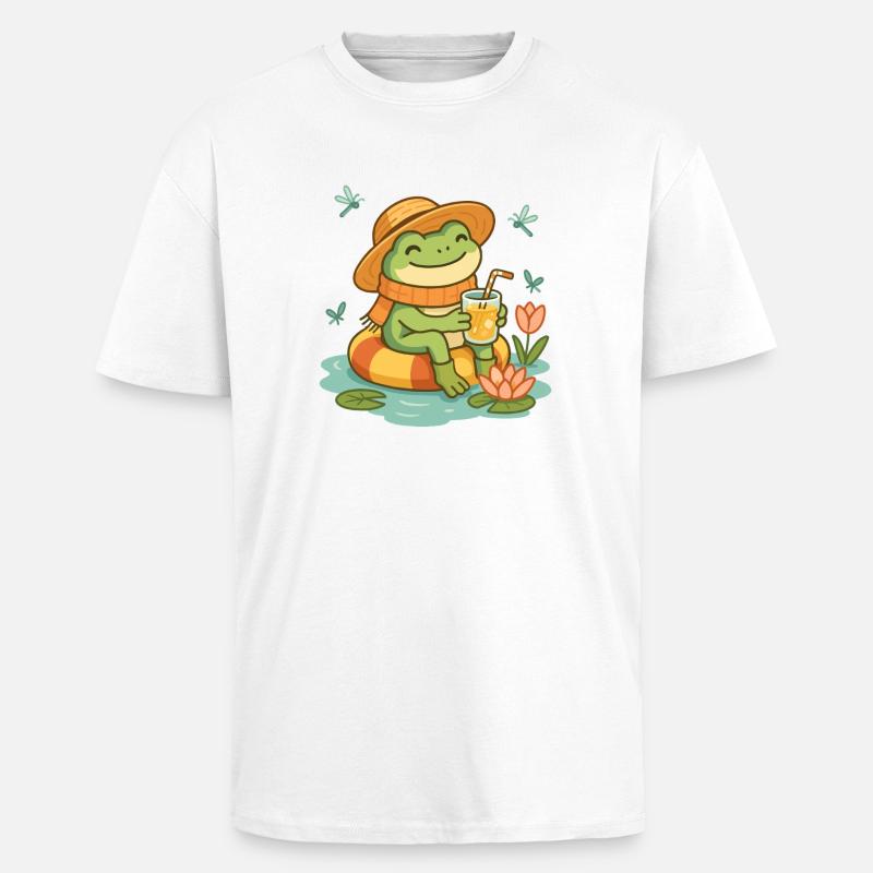 Grenouille d’été – Grenouille douillette avec limonade - T-shirt unisexe oversize épais - blanc