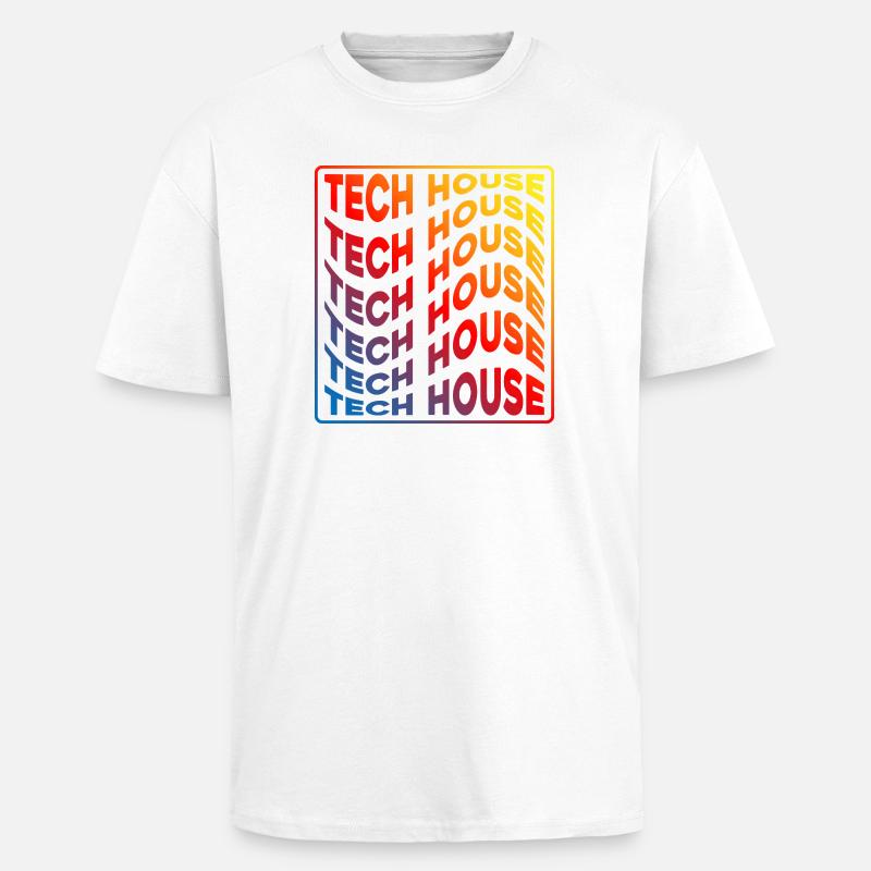 Tech House Neon Gradient Wiederholt sich - Oversized Heavyweight Unisex T-Shirt - Weiß