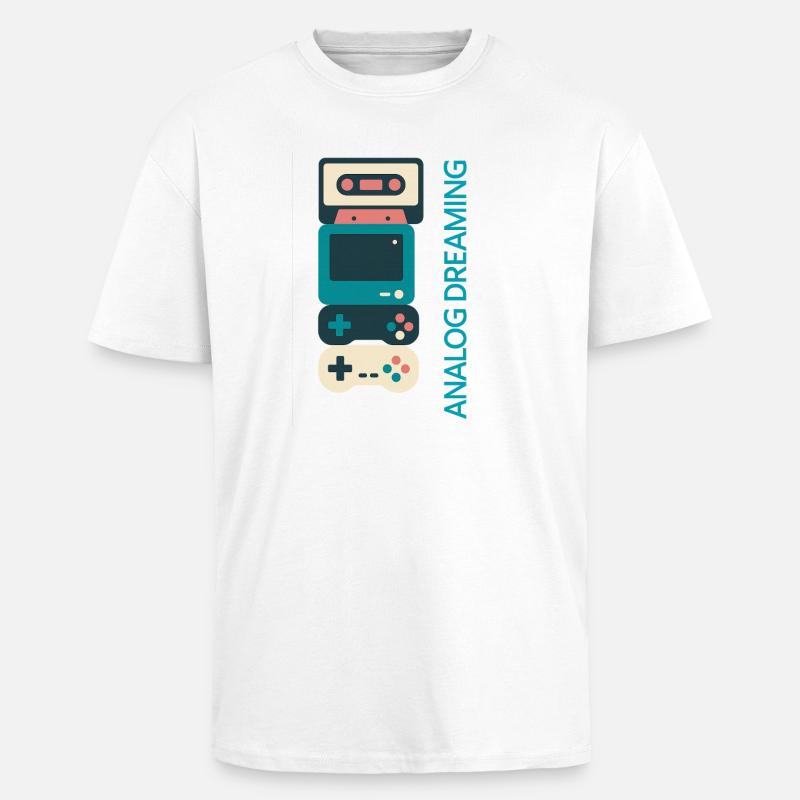 Analog Dreaming Console Stack - Unisex Oversized Heavyweight T-shirt - white