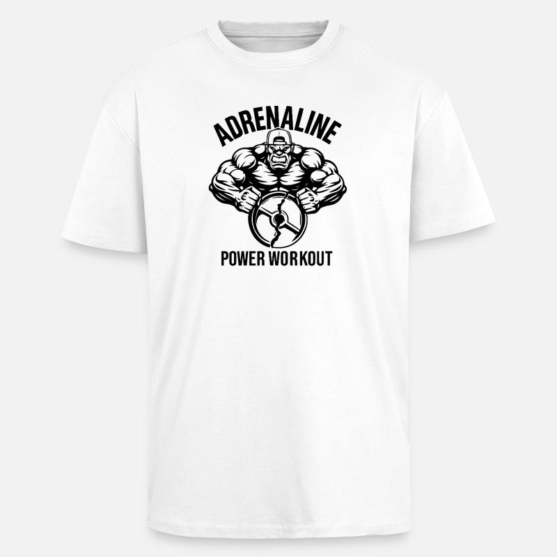 Adrenalin Power Workout T-Shirt - Oversized Heavyweight Unisex T-Shirt - Weiß