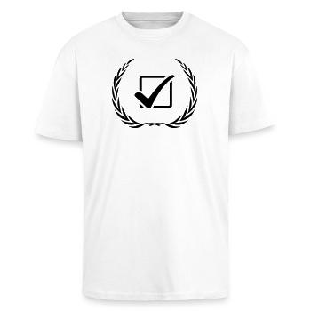 Tick Tick Wreath - Unisex Oversized Heavyweight T-shirt - white - Front - Alina (178cm) & Michal (187cm)