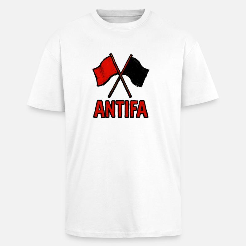 Antifa - T-shirt unisex oversize pesante - bianco