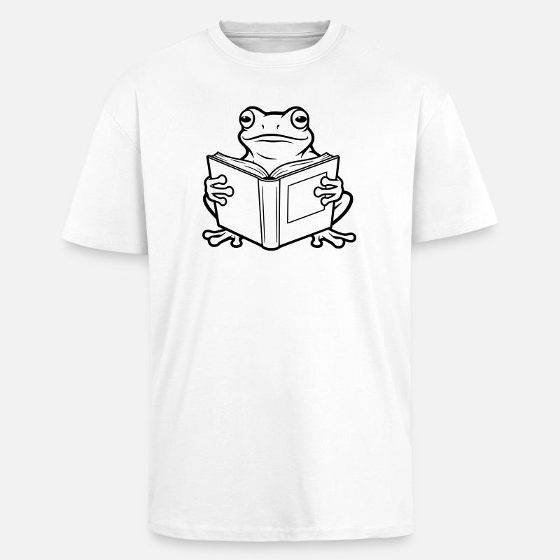 Illustration de bande dessinée Reading Frog - T-shirt unisexe oversize épais - blanc