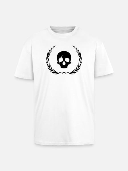 Skeleton Skull Wreath - Unisex Oversized Heavyweight T-shirt - white