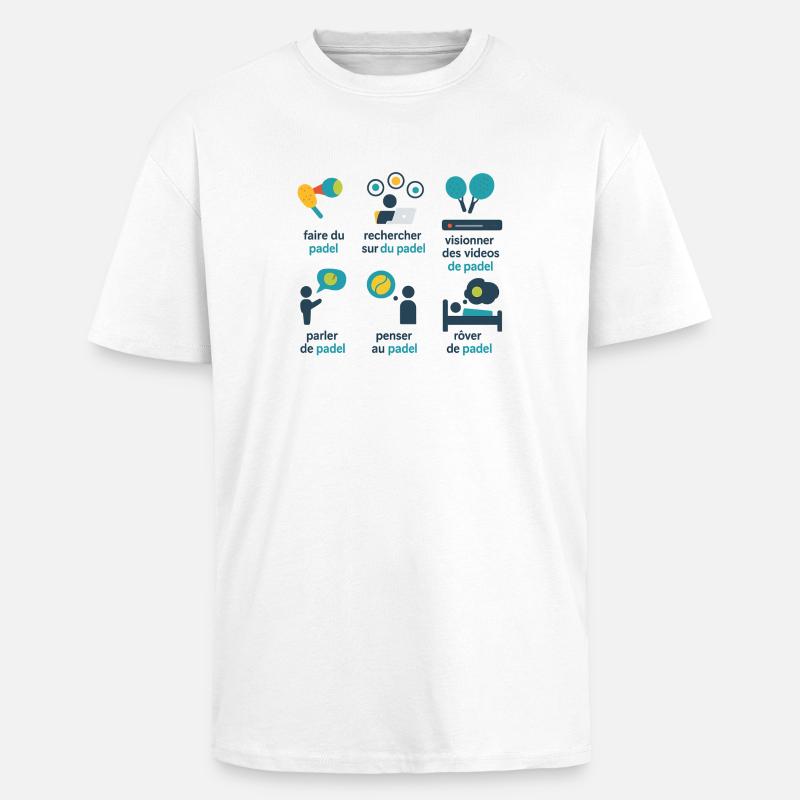 Verspieltes grafisches Padel - Oversized Heavyweight Unisex T-Shirt - Weiß