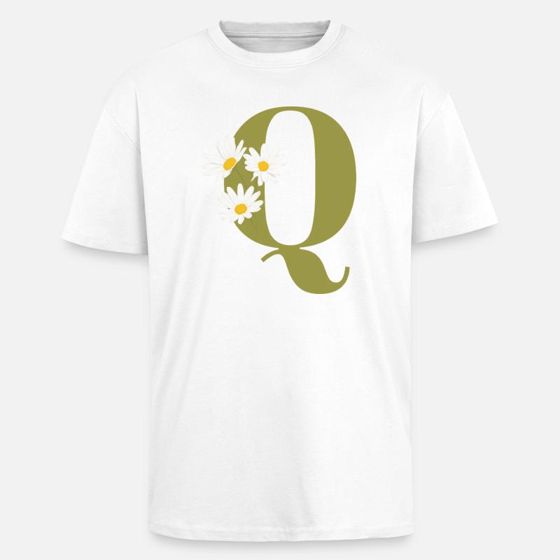 Buchstaben q grüne Gänseblümchen - Oversized Heavyweight Unisex T-Shirt - Weiß