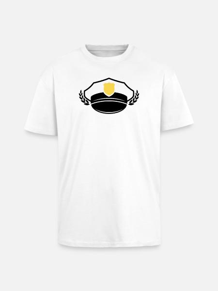 Police Cap & Badge | Honor & Respect - Unisex Oversized Heavyweight T-shirt - white