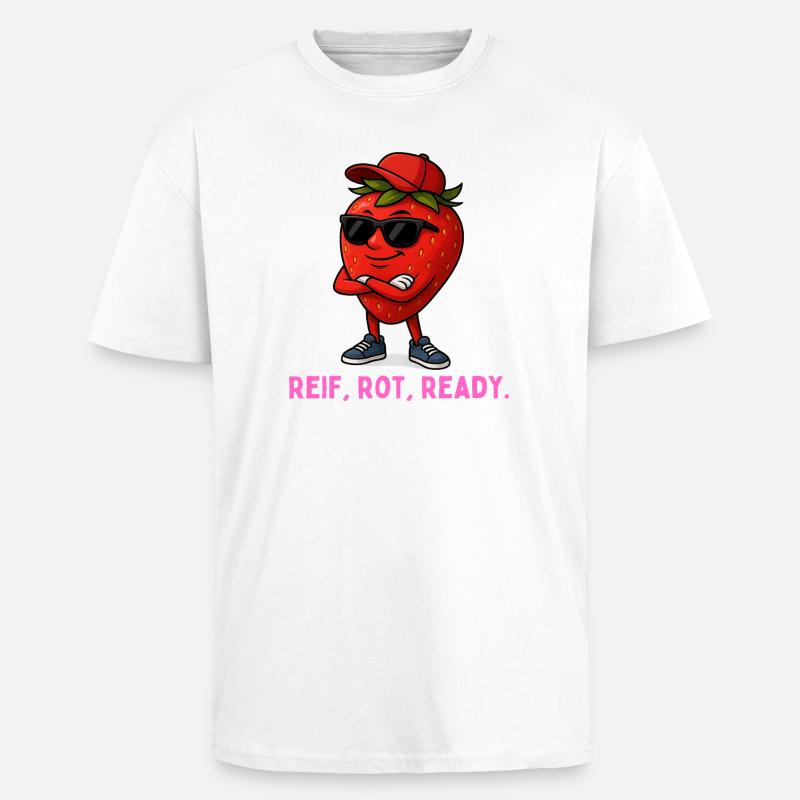 Reif Rot Ready Erdbeere-Maskottchen - Oversized Heavyweight Unisex T-Shirt - Weiß