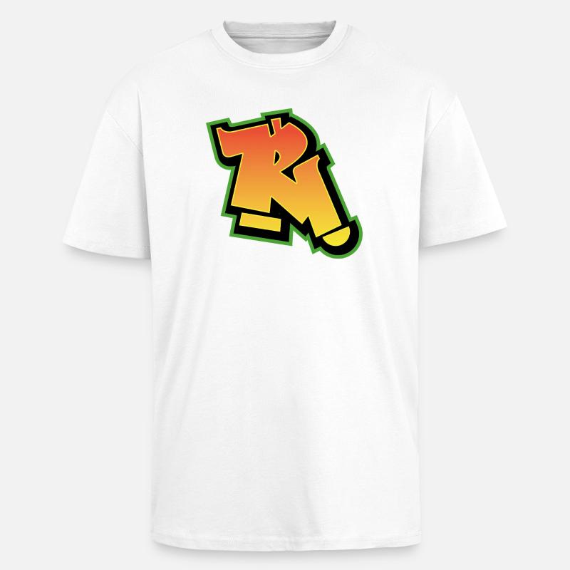 Graffiti-Schrift Wildstyle 01 Buchstabe 'R' - Oversized Heavyweight Unisex T-Shirt - Weiß